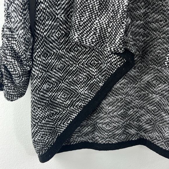 Mauve Black White Open Front Ruched Sleeve Cardigan Sweater Womens Size M - Picture 6 of 7